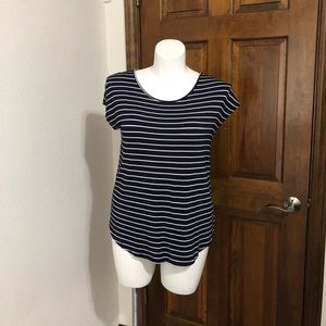 Navy and white shirt with keyhole like back
